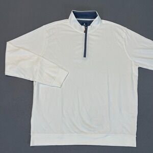 johnnie-O Mens Sz XL Sully 1/4 Zip Pullover White Wrinkle Resistant Golf Modal